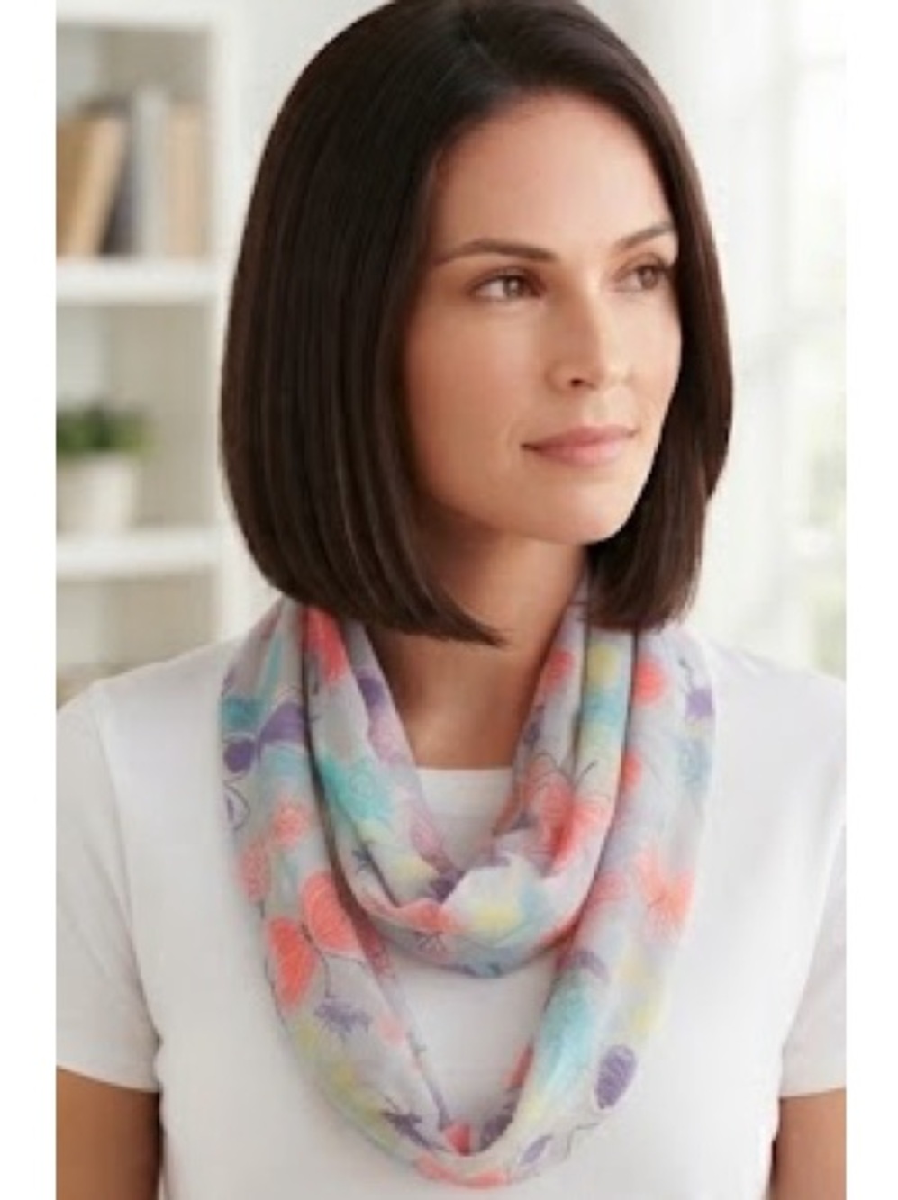 Women’s Butterfly Print Infinity Scarf - Multicolour Pastel Purse Belt Accessory